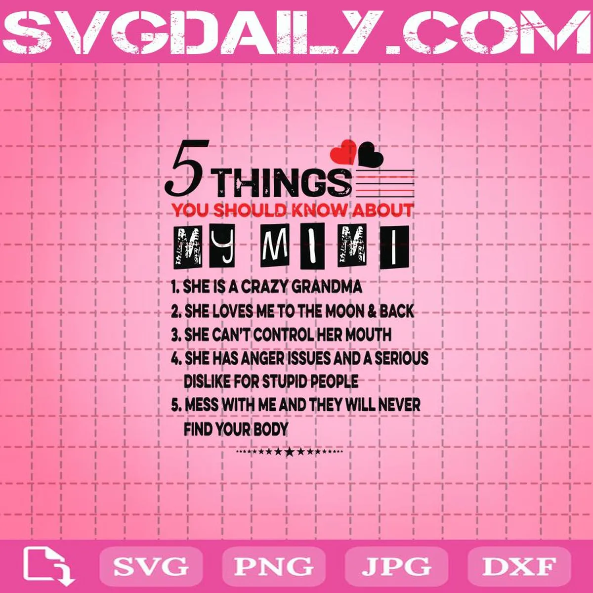 5 Things You Should Know About My Mimi Svg, 5 Things Svg, Mimi Svg, She Is A Crazy Girl Svg, Mimi Gift