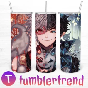 Anime Character With Mask Skinny 20oz, Japanese Anime Skinny Straight 20oz, Japanese Manga 20oz Skinny Straight, Full Tumbler Wrap, Png Digital File