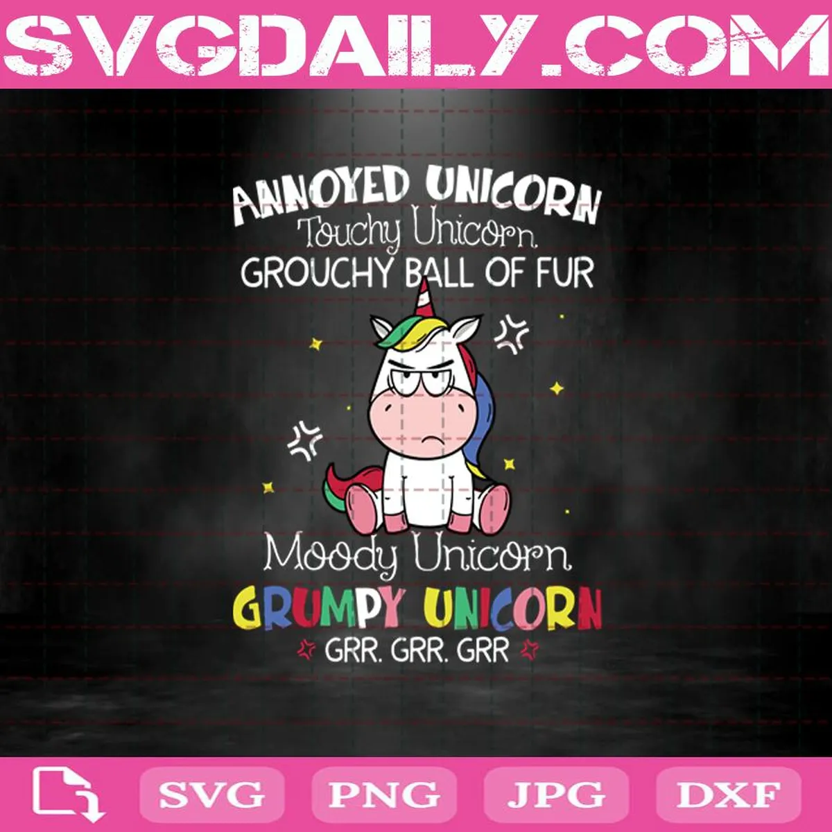 Annoyed Unicorn Touchy Unicorn Grouchy Ball Of Fur Moody Unicorn Grumpy Unicorn Svg, Unicorn Svg