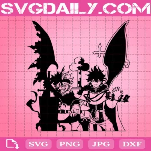 Asta And Yuno Svg, Black Bull Squad Svg, Black Clover Manga Svg, Clover Kingdom Asta Anime Svg, Svg Png Dxf Eps Download Files