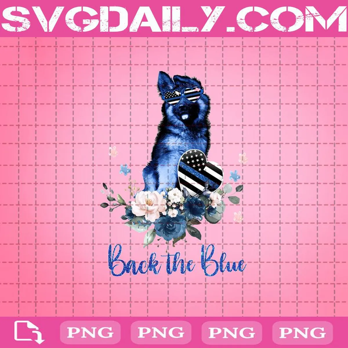 Back The Blue Dog Heart Png, Heart US Flag Png, Blue Lives Matter Png, Police Supporting Png, Digital File, Instant Download