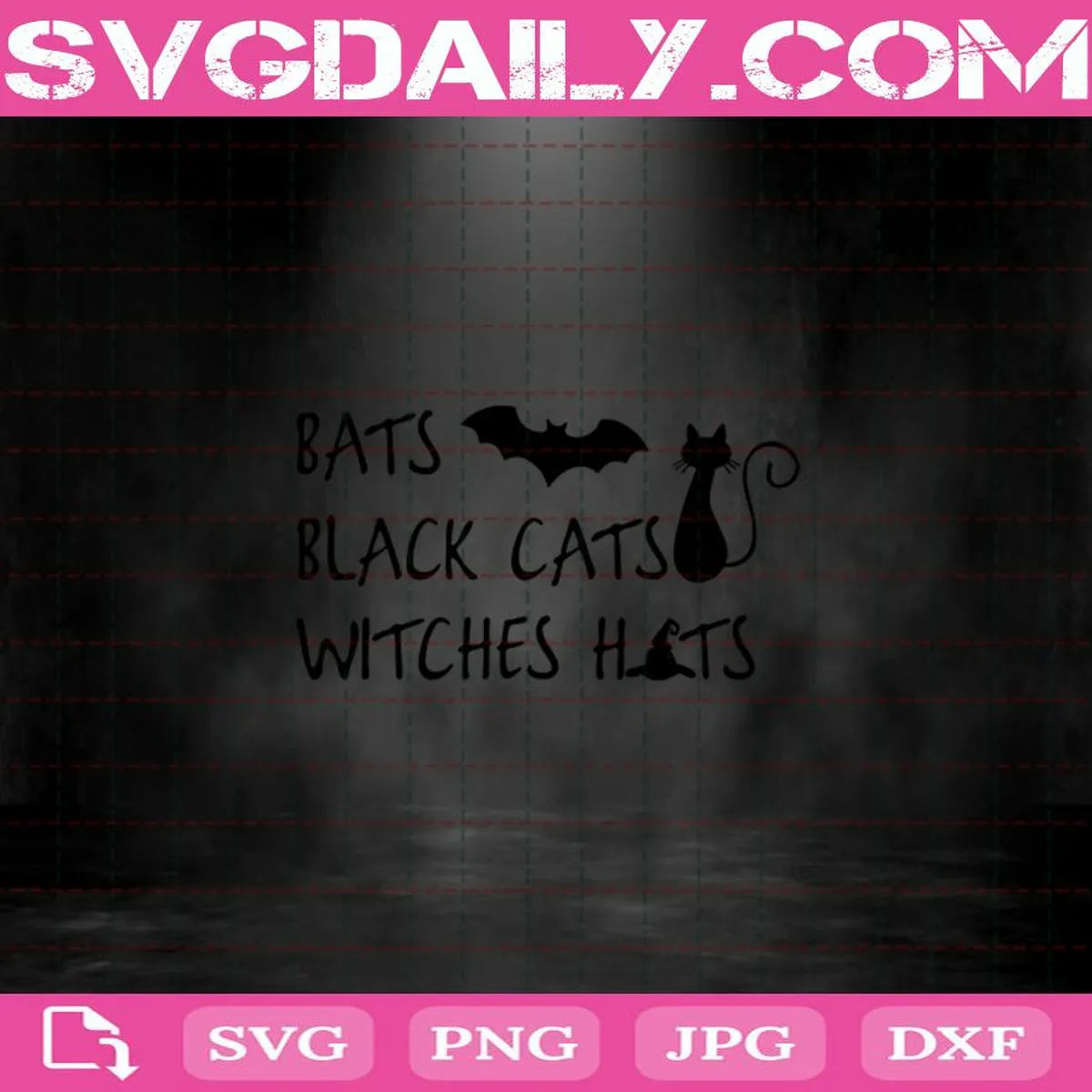 Bats Black Cats Witches Hats Svg, Halloween Svg, Cat Svg, Witches Svg, Witches Hats Svg