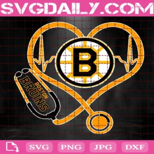 Boston Bruins Heart Stethoscope Svg, Boston Bruins Svg, Nurse Boston Bruins Svg, Hockey Teams Svg, NHL Svg, Nurse Sport Svg