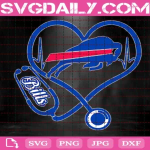 Buffalo Bills Heart Stethoscope Svg, Buffalo Bills Svg, Nurse Bills Svg, Football Teams Svg, NFL Svg, Nurse Sport Svg