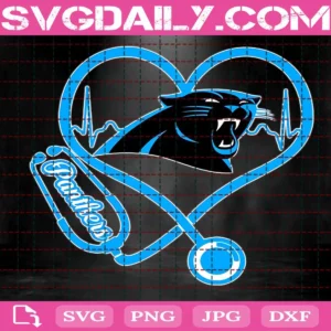 Carolina Panthers Heart Stethoscope Svg, Carolina Panthers Svg, Nurse Panthers Svg, Football Teams Svg, NFL Svg, Nurse Sport Svg