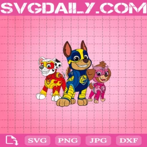 Chase And Marshall And Skye Svg, Paw Patrol Mighty Pups Svg, Cartoon Svg, Clipart Svg Png Dxf Eps