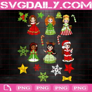 Christmas Princesses Png, Santa Princess Png, Princess Merry Christmas Png, Princess Xmas Png, Christmas Png, Png Printable, Instant Download, Digital File