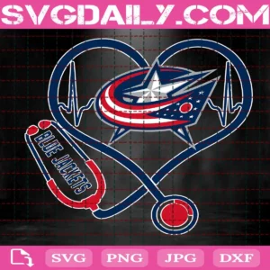 Columbus Blue Jackets Heart Stethoscope Svg, Columbus Blue Jackets Svg, Nurse Blue Jackets Svg, Hockey Teams Svg, NHL Svg, Nurse Sport Svg