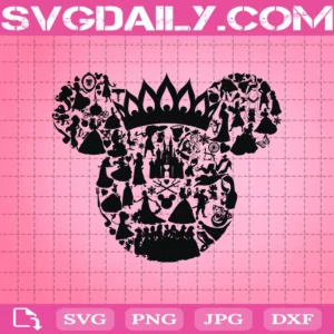 Disney Princess Disneyland Mickey Mouse Disney World Minnie Mouse Svg, Disney Princess Svg, Disney Svg, Svg Png Dxf Eps AI Instant Download