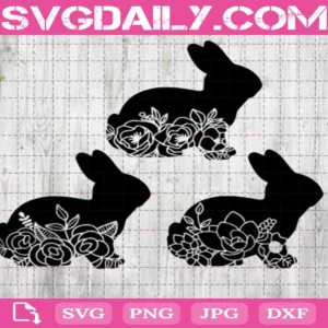 Floral Easter Bunny Bundle Svg Free, Easter Bunny Svg Free, Easter Day Svg Free, Clip Cut File Svg, File Svg Free