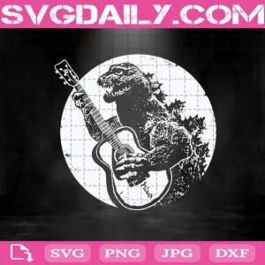 Godzilla Playing Guitar Svg, Godzilla Svg, Playing Guitar Svg, Guitar Svg, Godzilla Love Guitar Svg, Team Godzilla Svg, Svg Png Dxf Eps