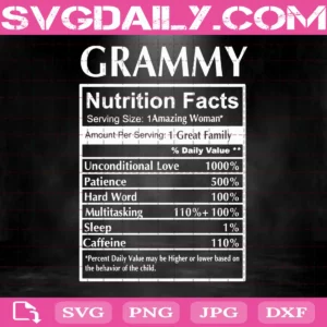 Grammy Nutrition Facts Svg, Mother’s Day Svg, Gift For Mom Grandma Svg, Svg Png Dxf Eps Download Files