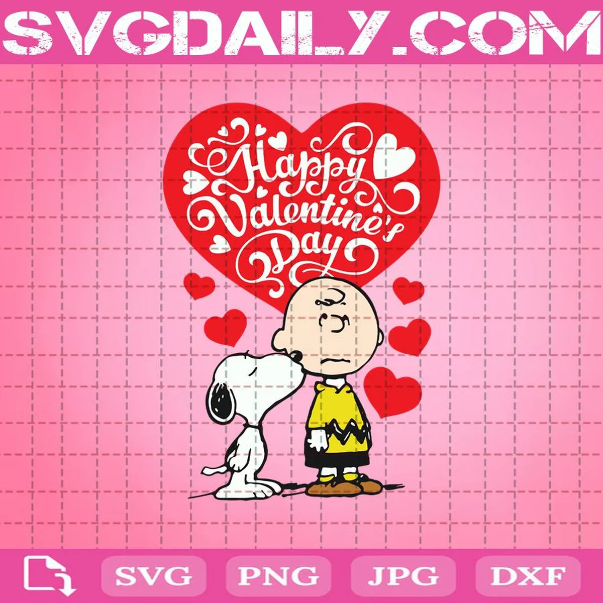 Happy Valentine's Day Svg, Snoopy Kissing Charlie Svg, Charlie Brown Valentine Svg, Peanuts Love Day Svg, Red Love Heart Svg