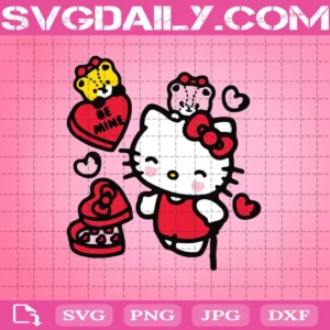 Hello Kitty Be Mine Candy Svg, Hello Kitty Svg, Kitty Happy Valentine’s Day Svg, Valentine’s Day Svg, Chocolate Svg, Sweet Valentine Svg