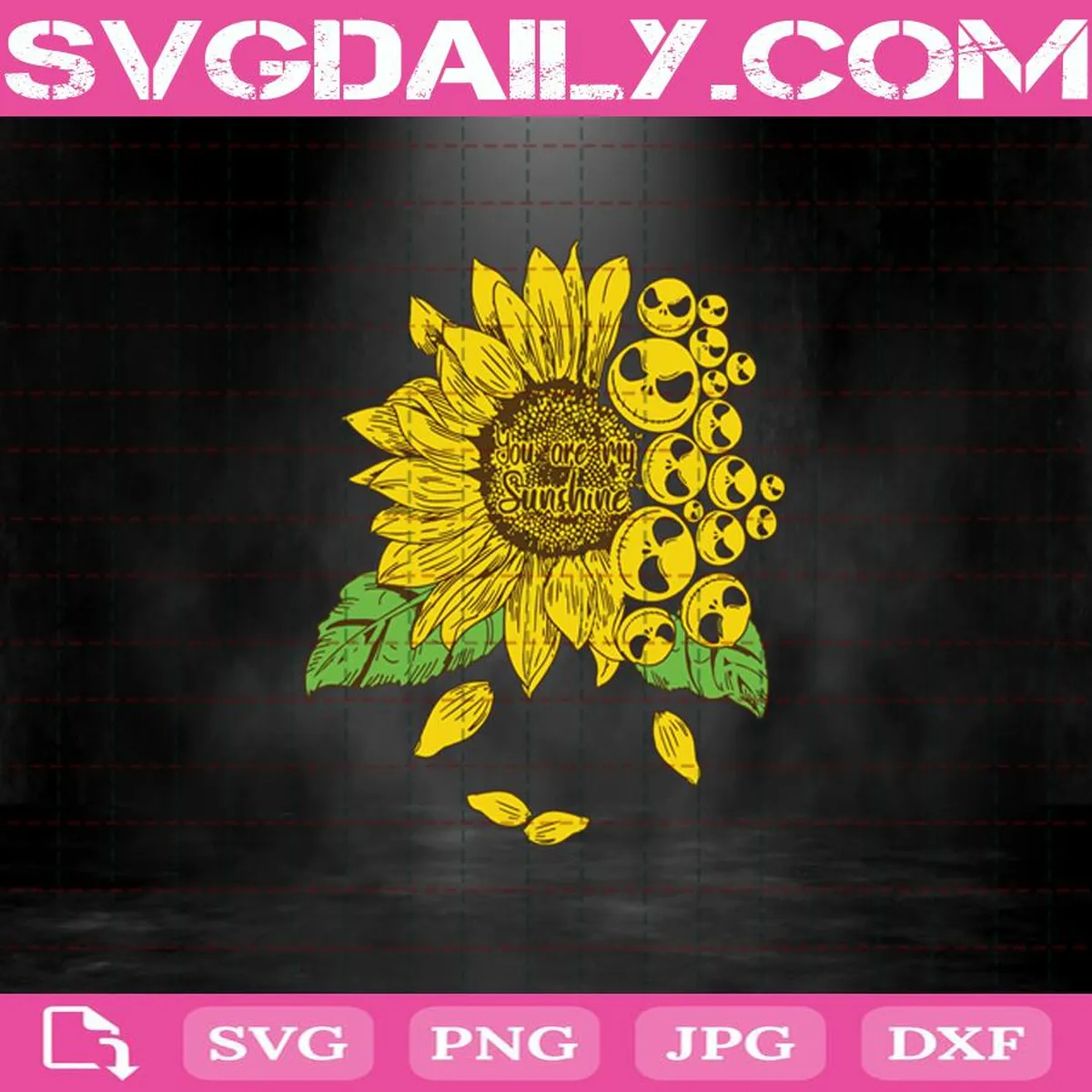 Jack Skellington Sunflower You Are My Sunshine Svg, Jack Skellington Svg, Sunflower Halloween Svg, Sunflower Lover Svg