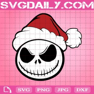 Jack With Hat Svg, Jack Skellington Svg, Jack Santa Claus Hat Svg, Nightmare Before Christmas Svg, Jack Svg