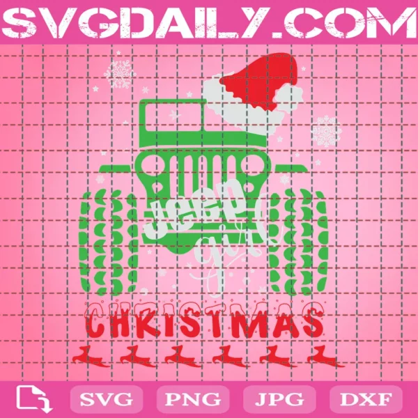 Jeepin Girl Christmas Svg, Funny Christmas Svg, Christmas Truck Svg, Holiday Svg, Cricut Designs, Silhouette Cut Files, Christmas Tree Svg