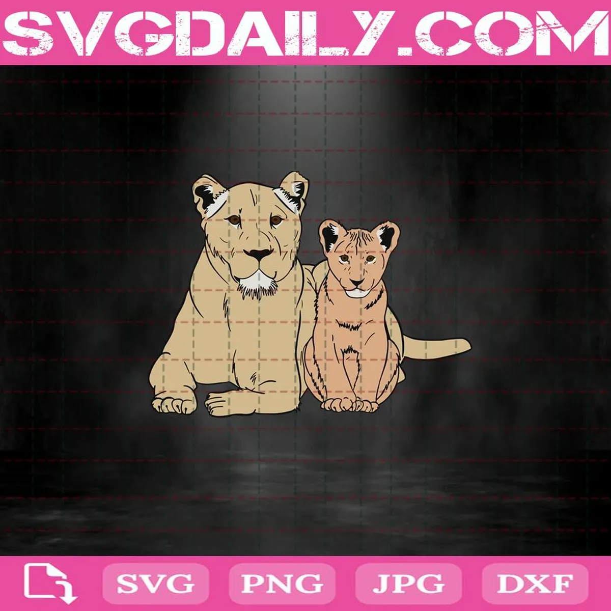 Lioness And Cub Svg, Animal Svg, Mom Lion And Baby Svg, Mom And Baby Animal Svg, Svg Png Dxf Eps AI Instant Download