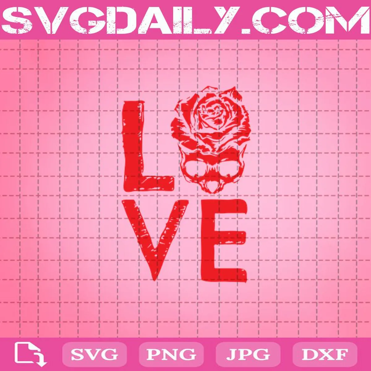Love Skull Svg, Halloween Svg, Love Svg, Skull Svg, Rose Skull Svg, Love Skull Svg Cricut, Love Skull Silhouette Svg Files