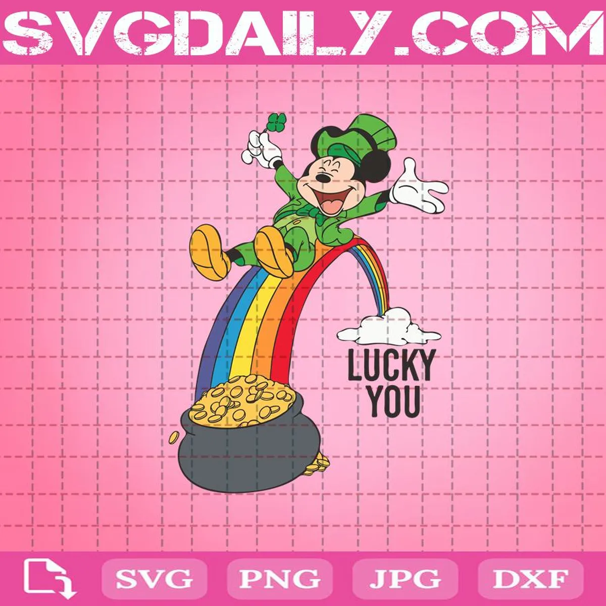Lucky You Mickey Mouse Svg, Pot Of Gold Svg, Rainbow Svg, Irish Flag Shamrock Svg, Leprechaun Mickey Svg, Mickey Patricks Svg, St Patrick's Day