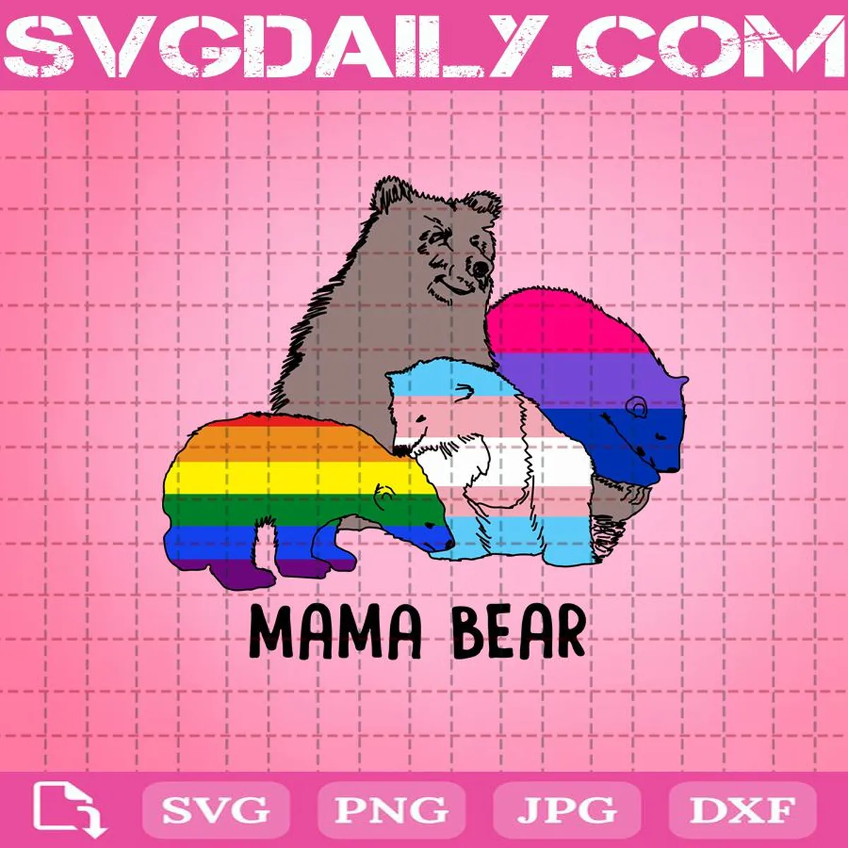 Mama Bear & Baby Bear Svg, Bear Family Svg, Gay Pride Svg, Lgbt Svg, Lgbt Flag Svg, Lgbt Pride Svg, Bear Svg