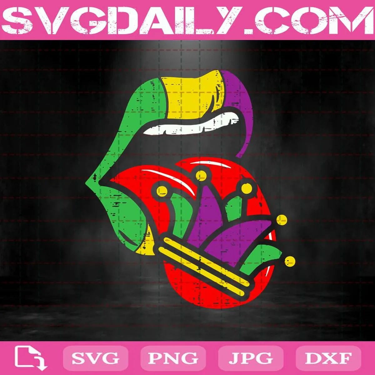 Mardi Gras Womens Lips And Tongue Out Jester Hat Mouth Nola Women Svg, Mardi Gras Lips Svg, Mardi Gras Womens Svg