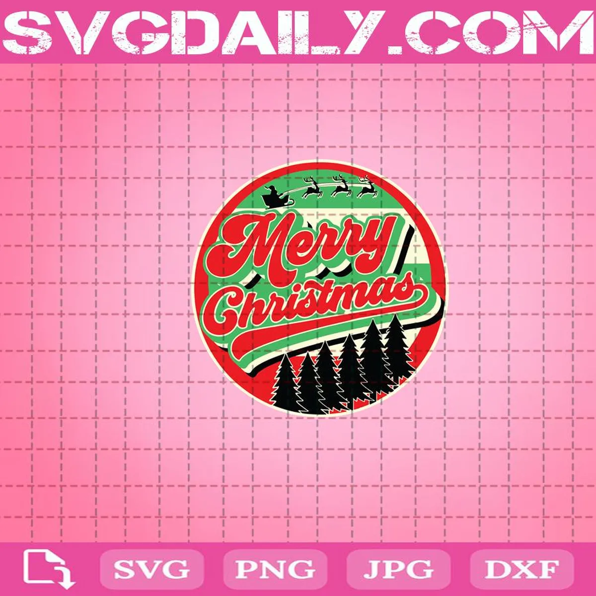 Merry Christmas Svg, Vintage Santa Christmas Tree Svg, Christmas Svg, Christmas Tree Svg, Svg Png Dxf Eps AI Instant Download