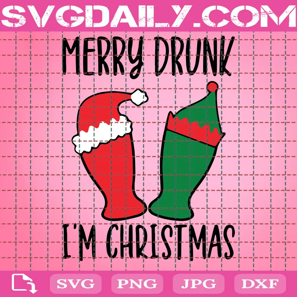 Merry Drunk I'M Christmas Svg, Funny Christmas Designs Svg, Merry Christmas Svg, Christmas Vibes Svg, Png, Dxf, Eps