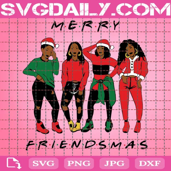 Merry Friendsmas Svg, Friends Svg, Santa Hat Svg, Christmas Friends Svg, Christmas Svg, Christmas Svg Design, Christmas Cut File, Svg For Cricut