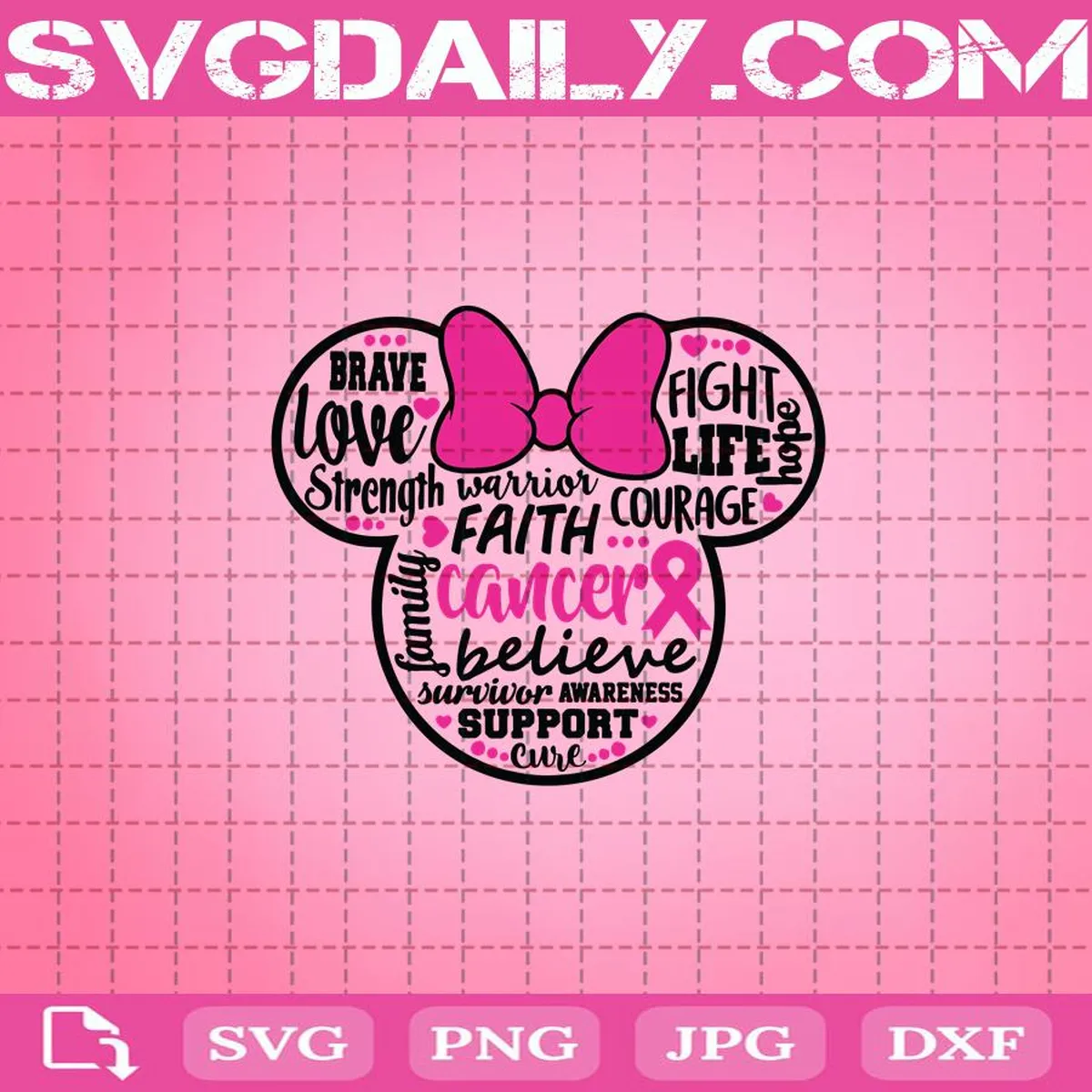 Mickey Head Breast Cancer Svg, Breast Cancer Svg, Breast Cancer Ribbon Svg, Breast Cancer Awareness Svg, Cancer Awareness Svg