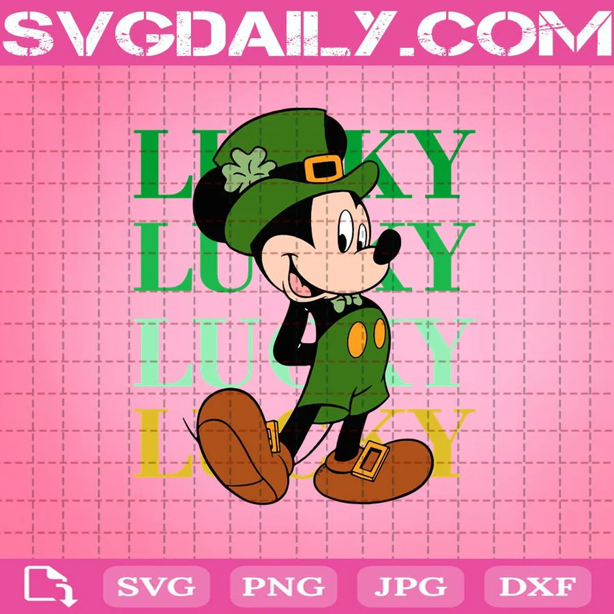 Mickey Mouse Lucky Svg, Mickey Leprechaun Svg, Green Pattern Svg, Mickey Irish Svg, Luck Svg, Patricks Day Svg
