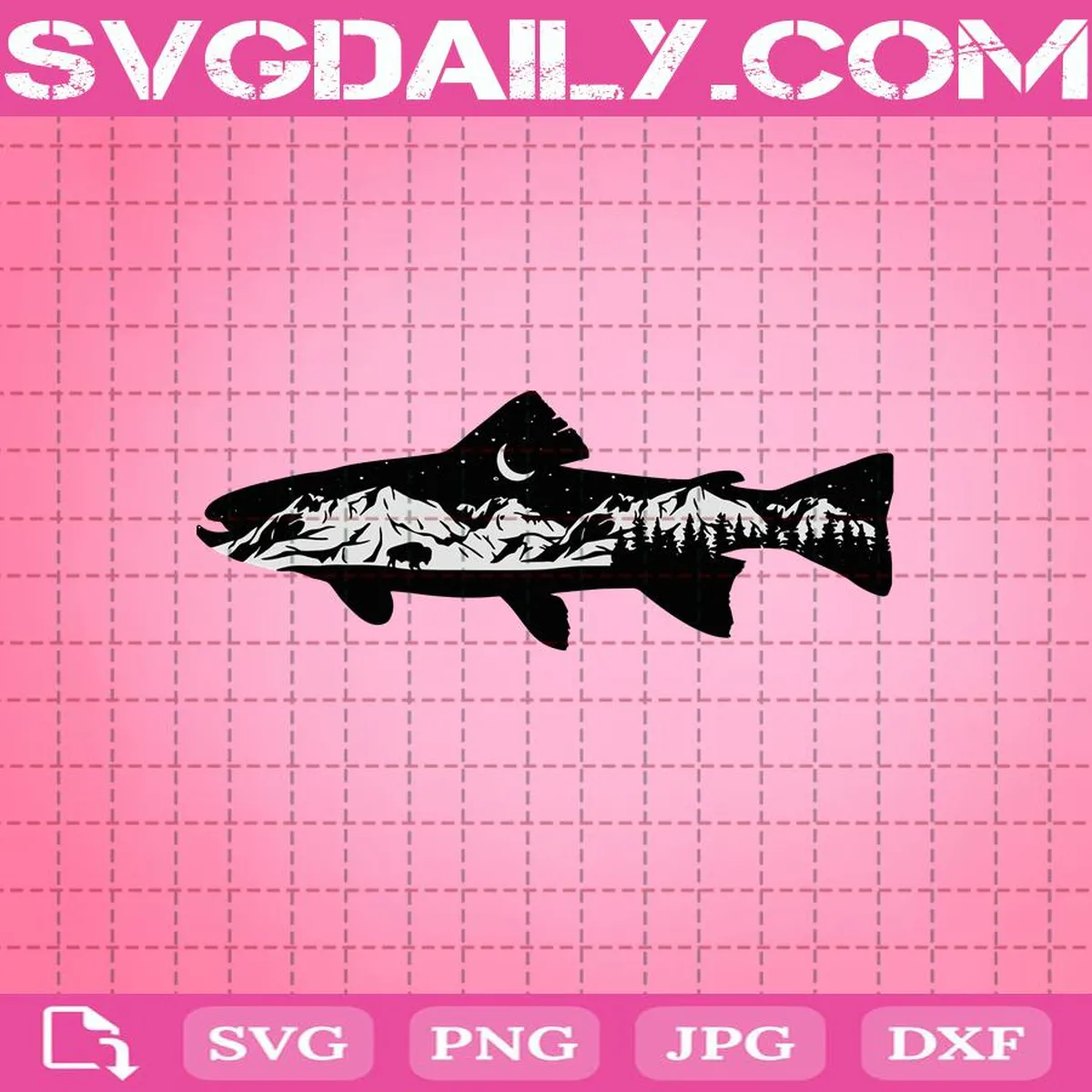 Mountain Trout Svg, Fishing Svg, Fishing Mountain Svg, Fishing Lovers Svg, Svg Png Dxf Eps AI Instant Download
