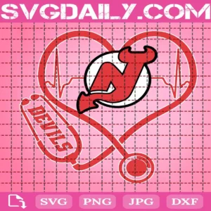 New Jersey Devils Heart Stethoscope Svg, New Jersey Devils Svg, Nurse New Jersey Devils Svg, Hockey Teams Svg, NHL Svg, Nurse Sport Svg