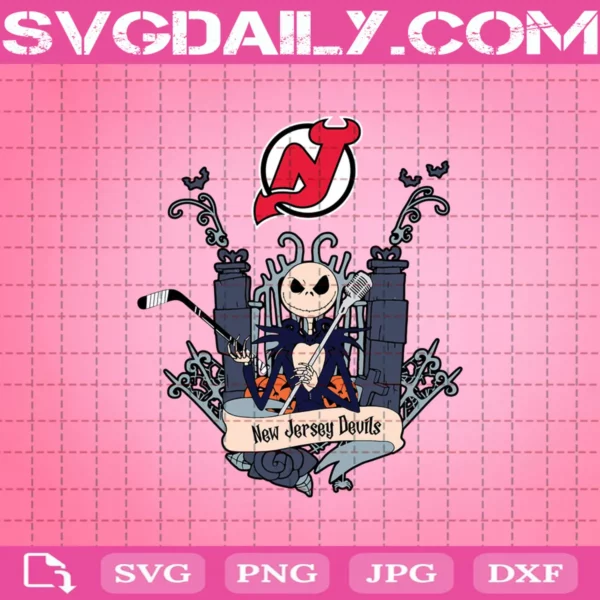 New Jersey Devils Svg, Devils Svg, NHL Svg, Hockey Svg, Devils Jack Skellington Svg, Jack Hockey Svg