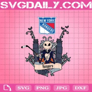 New York Rangers Svg, Rangers Svg, NHL Svg, Hockey Svg, Rangers Jack Skellington Svg, Jack Hockey Svg