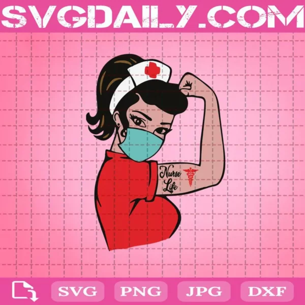 Nurse Rosie The Riveter Svg, Nurse Life Svg, Nurse Svg, Hero Nurse And Doctor Svg, Qurantined Svg, Mask Face Svg