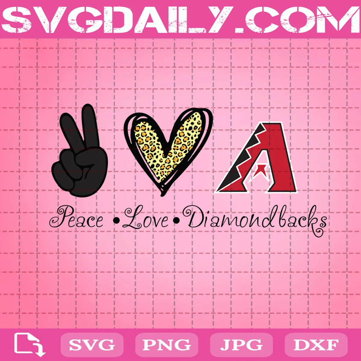 Peace Love Arizona Diamondbacks Svg, Diamondbacks Svg, Arizona Diamondbacks Svg, Sport Svg, MLB Svg, Peace Love Baseball Svg