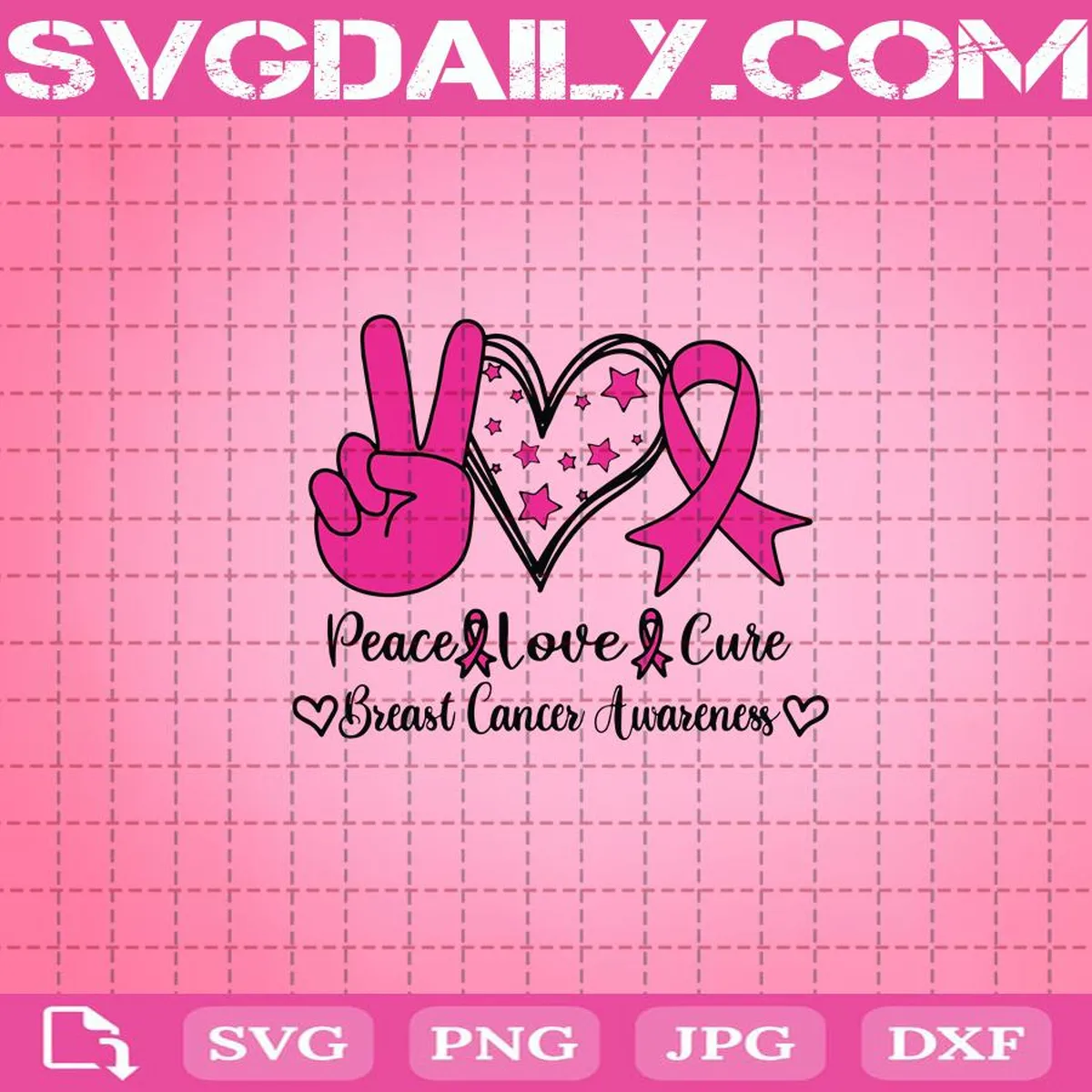 Peace Love Cure Svg, Peace Love Cure Breast Cancer Awareness Svg, Cancer Svg, Peace Love Cancer Awareness Svg