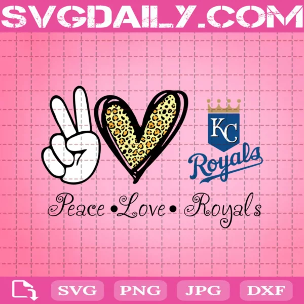 Peace Love Kansas City Royals Svg, Royals Svg, Kansas City Royals Svg, Sport Svg, MLB Svg, Peace Love Baseball Svg