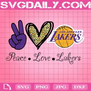Peace Love Los Angeles Lakers Svg, Los Angeles Lakers Svg, Lakers Svg, NBA Svg, Sport Svg, Basketball Svg, Peace Love Basketball Svg