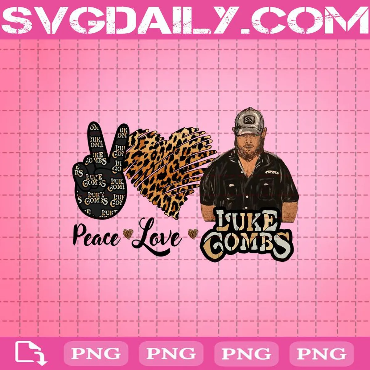 Peace Love Luke Combs Png, Country Music Lover Png, Christmas Funny Png, Christmas Png, Digital download, Sublimation Png