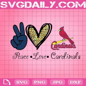 Peace Love St. Louis Cardinals Svg, Cardinals Svg, St. Louis Cardinals Svg, Sport Svg, MLB Svg, Peace Love Baseball Svg