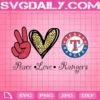 Peace Love Texas Rangers Svg, Rangers Svg, Texas Rangers Svg, Sport Svg, MLB Svg, Peace Love Baseball Svg