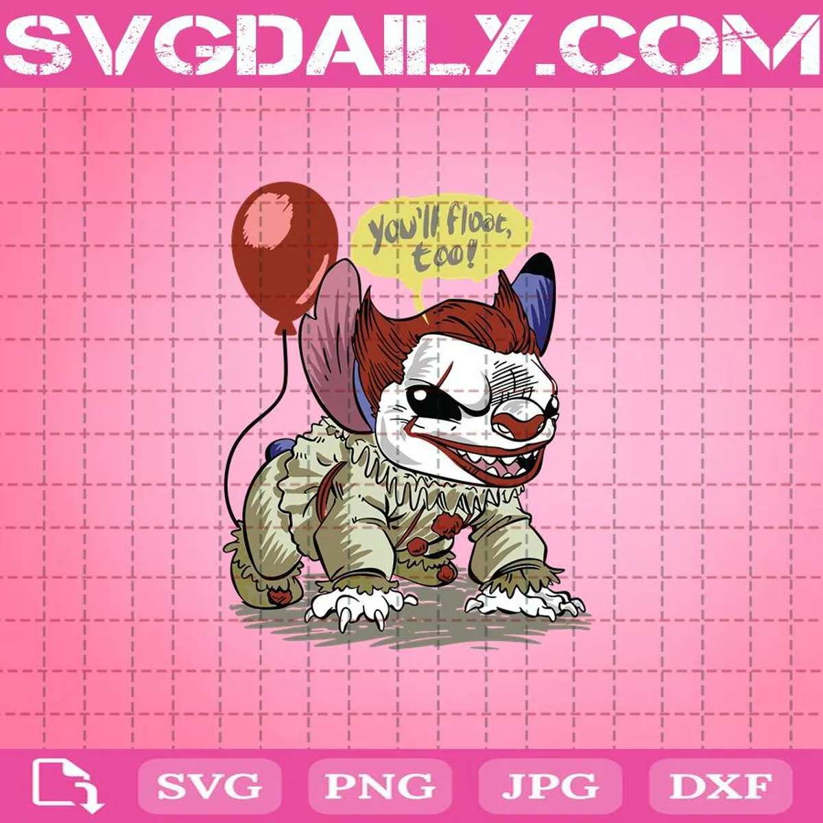 Pennywise Stitch Svg, Pennywise Disney Halloween Svg, Halloween Svg, Disney Halloween Svg, Cricut Digital Download, Instant Download