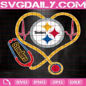 Pittsburgh Steelers Heart Stethoscope Svg, Pittsburgh Steelers Svg, Nurse Steelers Svg, Football Teams Svg, NFL Svg, Nurse Sport Svg