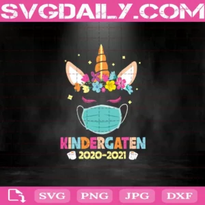 Quarantine Unicorn Kindergarten 2020 - 2021 School Social Distance Svg, Unicorn Face Mask Svg, Quarantine Svg, Kindergarten Svg