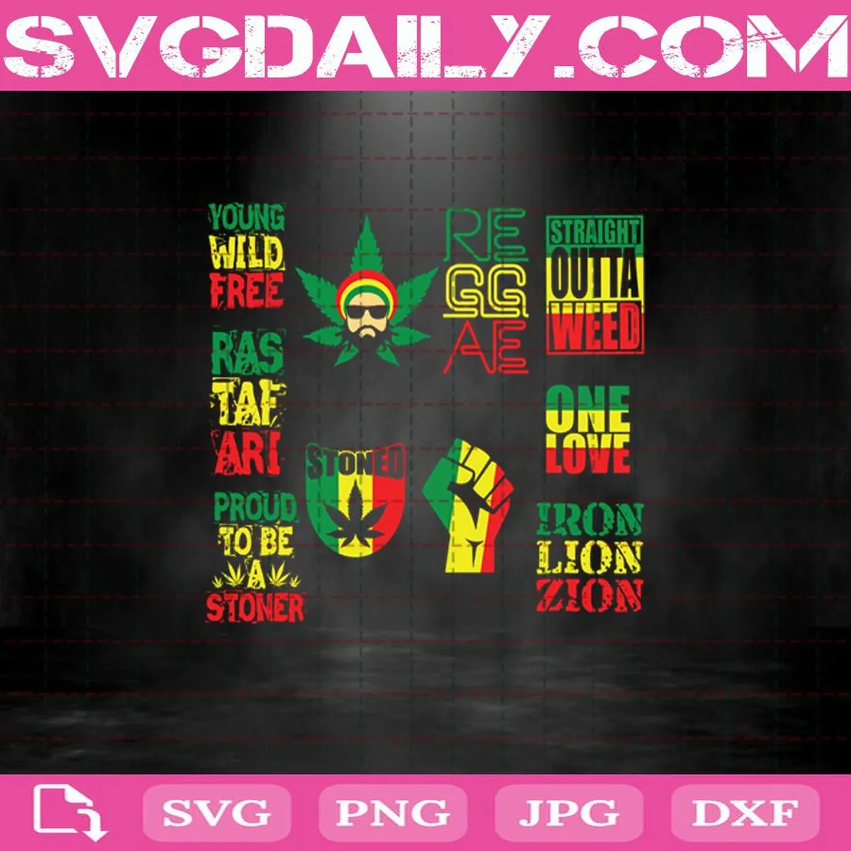 Rasta Bundle Svg, Reggae Svg, One Love Svg, Weed Svg, Cannabis Svg, Svg Png Dxf Eps Cut File Instant Download