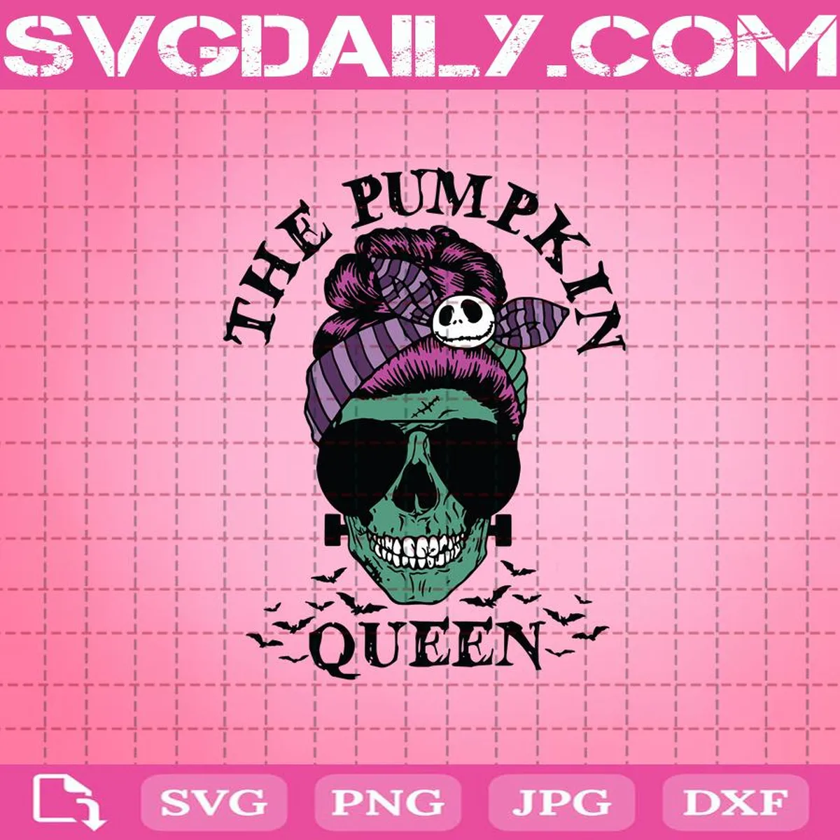Skull Girl The Pumpkin Svg, The Pumkin Queen Svg, Skull Svg, Skull Queen Svg, Skull Wear Glasses Svg, Jack Skellington Svg
