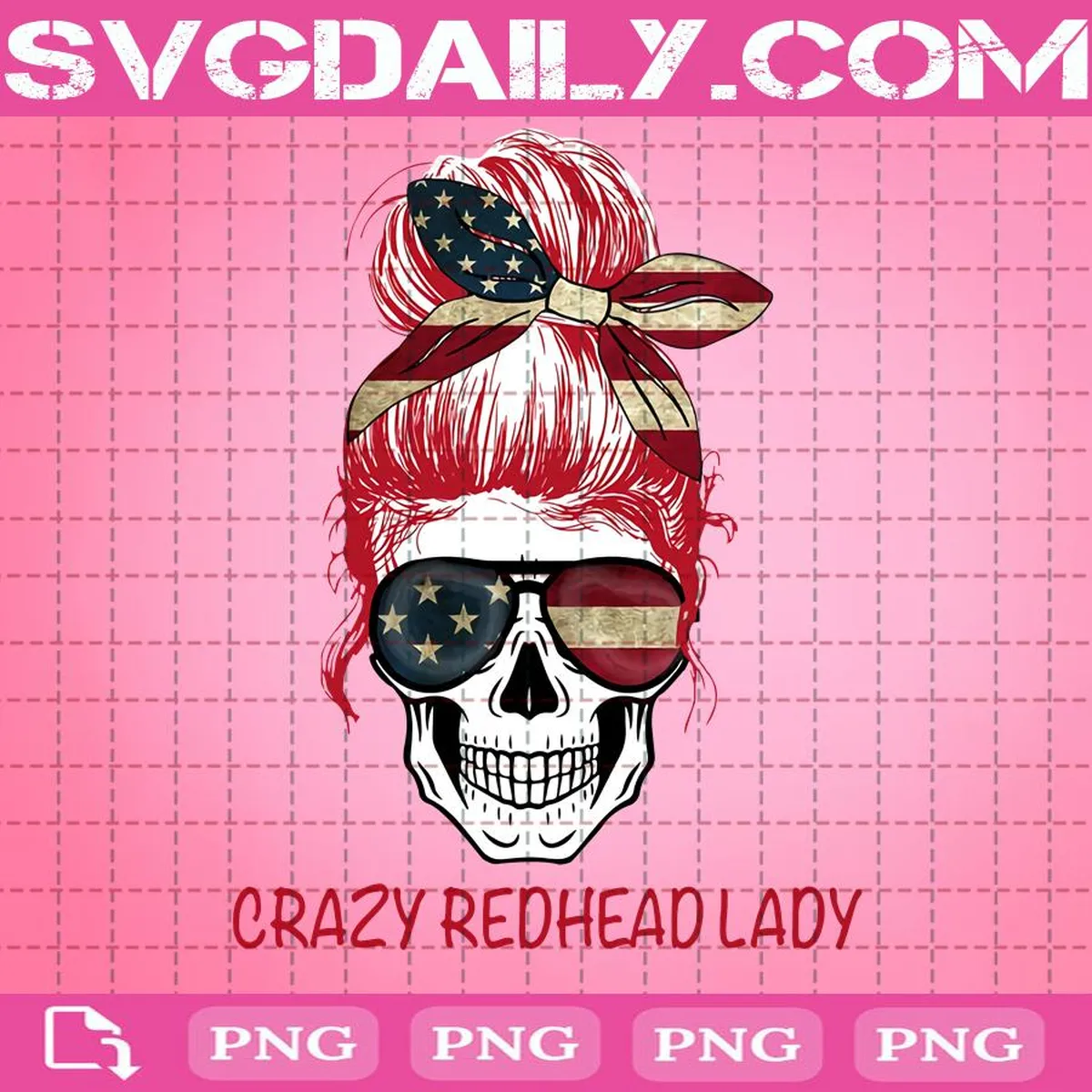 Skull Mom Crazy Redhead Lady Png, Skull Mom Png, Skull Mom Crazy Png, Skull Png, Halloween Png, Halloween Gift Png