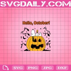 Snoopy And Peanuts Hello October Svg, Snoopy Svg, Pumpkin Svg, Hello October Svg, Halloween Svg, Snoopy Lovers Svg, Snoopy Gift Svg